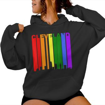 Cleveland Ohio Downtown Rainbow Skyline Lgbt Gay Pride Women Hoodie - Monsterry
