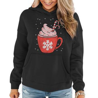 Coffee Candy Cane Christmas Pajama X-Mas Snowflakes Women Hoodie - Monsterry DE