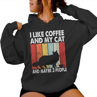 I Like Coffee And My Cat Maybe 3 People Vintage Maine Coon Women Hoodie - Monsterry