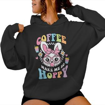 Coffee Makes Me So Hoppy Easter Rabbit Bunny Face Girl Women Hoodie - Thegiftio UK