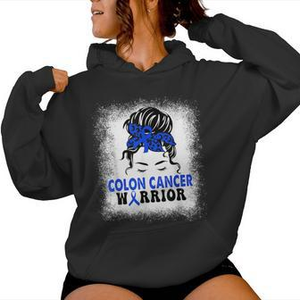 Colon Cancer Awareness Colorectal Cancer Messy Bun Women Hoodie - Seseable