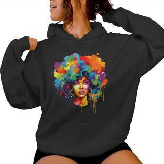 Colorful Afro Woman African American Melanin Blm Girl Women Hoodie - Thegiftio UK
