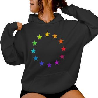 Colorful Europe Rainbow Stars European Union Flag Women Hoodie - Thegiftio UK
