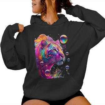 Colorful Rainbow Tiger Graphic Women Hoodie - Thegiftio UK