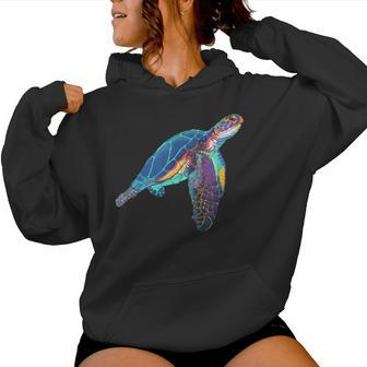 Colorful Sea Turtle Watercolor Lover Dad Mom Women Hoodie - Monsterry AU