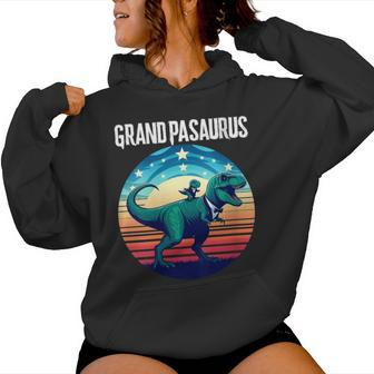 Cool Grandpasaurus Father's Day Trex Little Son Grandfather Women Hoodie - Monsterry