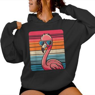 Cool Retro Flamingo In Sunglasses 70S 80S 90S Flamingo Women Hoodie - Seseable