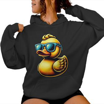 Cool Rubber Duck With Sunglasses Duckling Cute Ducky Women Hoodie | Mazezy