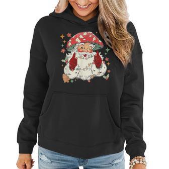 Cool Vintage Christmas Mushroom Santa Claus Face Women Hoodie - Thegiftio UK