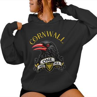 Cornwall 'One And All' S Vintage Cornish Chough & Shield Women Hoodie - Monsterry AU