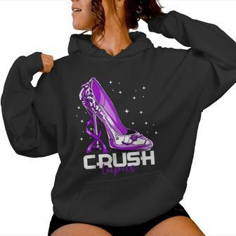 Crush Lupus Awareness Purple High Heel Purple Ribbon Womens Women Hoodie - Seseable