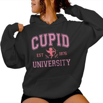 Cupid University Valentine's Day Pink Varsity Girls Women Hoodie - Monsterry