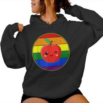 Cute Apple Lover Lgbtq Stuff N Rainbow Kawaii Love Fruit Women Hoodie - Monsterry