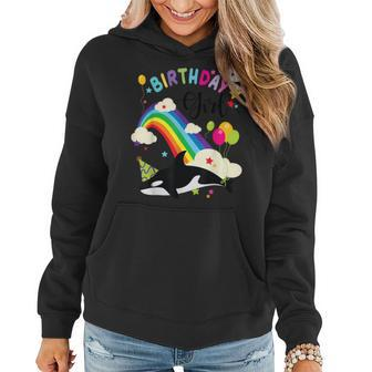 Cute Birthday Girl Orca Lovers & Killer Whale Lovers Rainbow Women Hoodie - Monsterry DE