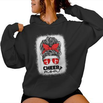 Cute Cheer Mom For Cheerleader Mom Red Messy Bun Mom Women Hoodie - Monsterry AU