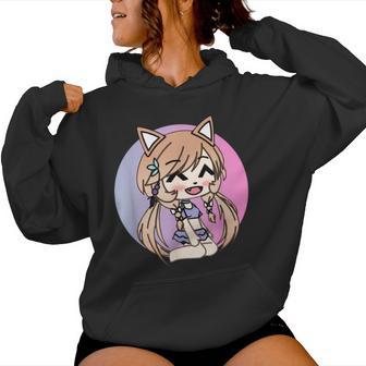 Cute Chibi Style Kawaii Anime Kitty Girl Chan With Cat Ears Women Hoodie - Seseable