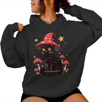 Cute Cottagcore Cat Mushroom Hat Kawaii Vintage Aesthetic Women Hoodie - Monsterry AU