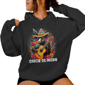 Cute Donkey Cinco De Mayo Mexican Holiday Guitar Music Women Hoodie - Monsterry