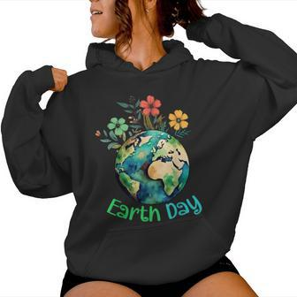 Cute Earth With Floral Earth Day Happy Earth Day 2024 Women Hoodie | Mazezy CA