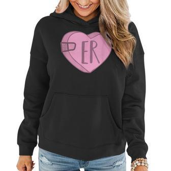 Cute Er Nurse Candy Heart For Valentines Day Scrub Top Women Hoodie - Monsterry AU