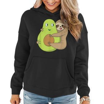 Cute Lazy Sloth Animal Avocado Lover Hugging Women Hoodie - Monsterry CA