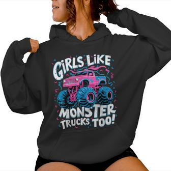Cute Monster Truck Birthday Party Girl Like Monster Truck Women Hoodie - Monsterry