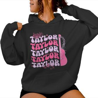 Cute Retro Taylor First Name Personalized Groovy Birthday Women Hoodie | Mazezy