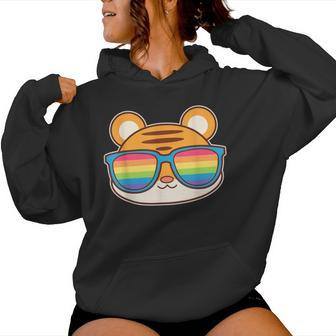 Cute Tiger Pride Flag Rainbow Sunglasses Lgbtq Women Hoodie - Monsterry