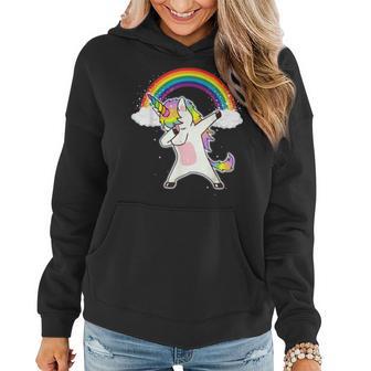 Dabbing Unicorn Cute Unicorn Dab Dance With Rainbow Women Hoodie - Monsterry CA