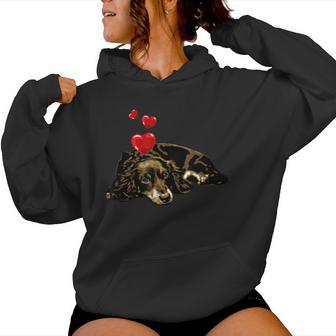 Dachshund Dog With Heartintage Dog Motif Women's Kapuzenpullover für Damen - Geschenkecke