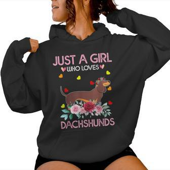 Dachshund Dog Lover Just A Girl Who Loves Dachshunds Women Hoodie - Thegiftio UK