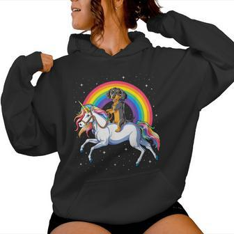 Dachshund Unicorn T Girls Space Galaxy Rainbow Dog Women Hoodie - Thegiftio UK