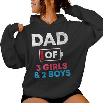 Dad Of 3 Girls And 2 Boys Battery Low Daddy Father's Day Women Hoodie - Monsterry CA