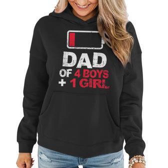 Dad Of 4 Boys & 1 Girl Father's Day Battery Low Women Hoodie - Monsterry