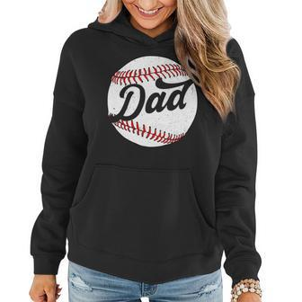 Dad Baseball Ball Vinatge Groovy Baseball Daddy Fathers Day Women Hoodie - Monsterry DE