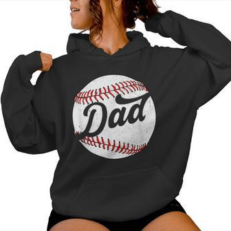 Dad Baseball Ball Vinatge Groovy Baseball Daddy Fathers Day Women Hoodie | Mazezy AU