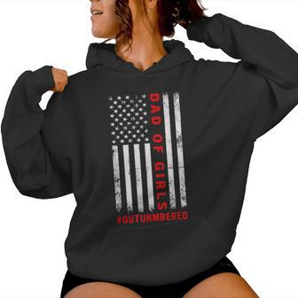 Dad Of Girls Outnumbered Vintage American Flag 4Th Of July Women Hoodie - Monsterry UK
