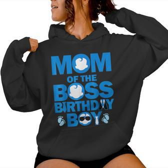 Dad And Mom Of The Boss Birthday Boy Baby Family Party Decor Women Hoodie - Seseable