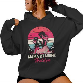 Damen Witzige Mom Muttertag Sprüche Tochter Mama Ist Meine Heldin Raglan Kapuzenpullover für Damen - Geschenkecke