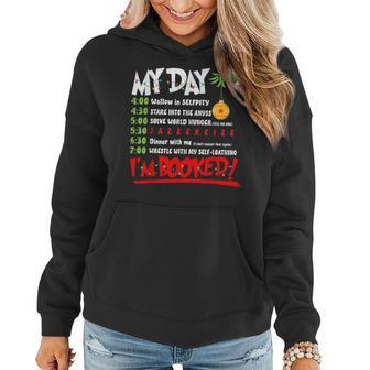 My Day Schedule I’M Booked Christmas Merry Christmas Groovy Women Hoodie - Seseable