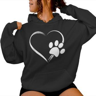 Dog Paw Print Heart For Mom For Dad Women Hoodie - Monsterry AU