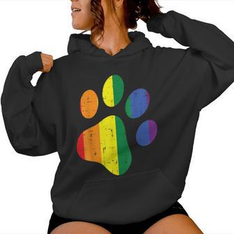 Dog Paw Print Lgbtq Rainbow Flag Gay Pride Ally Dog Lover Women Hoodie - Monsterry UK
