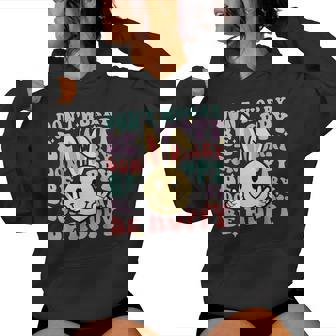 Dont Worry Be Hoppy Bunny Smile Face Retro Groovy Easter Women Hoodie - Seseable