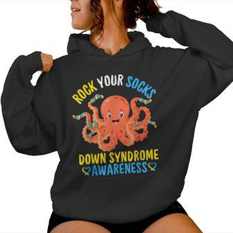 Down Syndrome Awareness Octopus Rock Your Sock Kid Women Hoodie - Seseable