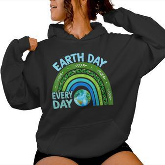 Earth Day Every Day Rainbow Earth Day Awareness Planet Women Hoodie | Mazezy
