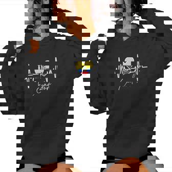 Ecuador Heartbeat Ecg Pulso Bandera Ecuatoriana Raíces Recuerdo Cuello Sudadera con capucha para mujer - Regaloses