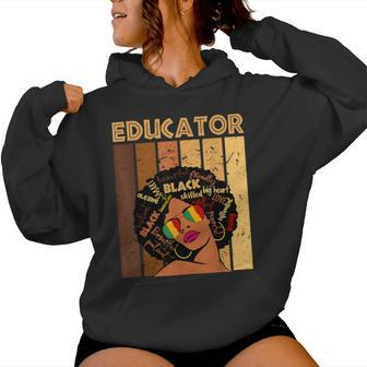 Educator Afro African American Black History Month Women Hoodie - Thegiftio UK