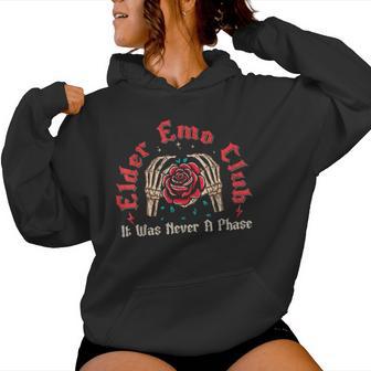 Elder Emo Club Mom Scene Kid Punk Alt It Was Never A Phase Women Hoodie - Thegiftio