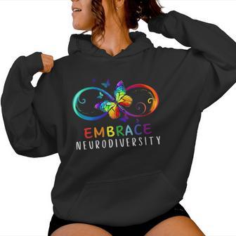 Embrace Neurodiversity Rainbow Butterfly Autism Awareness Women Hoodie - Monsterry CA