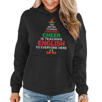 English Teacher Christmas Elf Christmas Cheer Women Hoodie - Monsterry